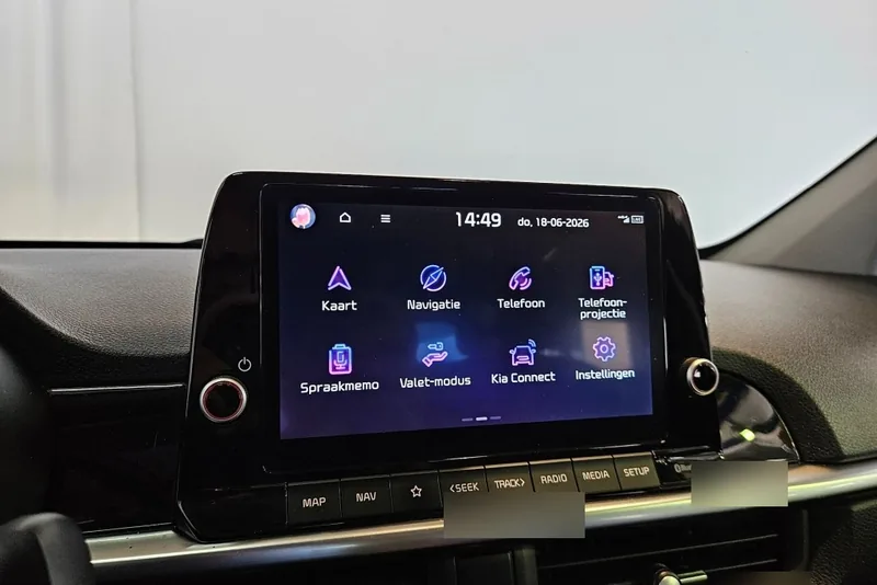 Het infotainmentscherm van de Kia Picanto met navigatie, telefoon en Kia Connect