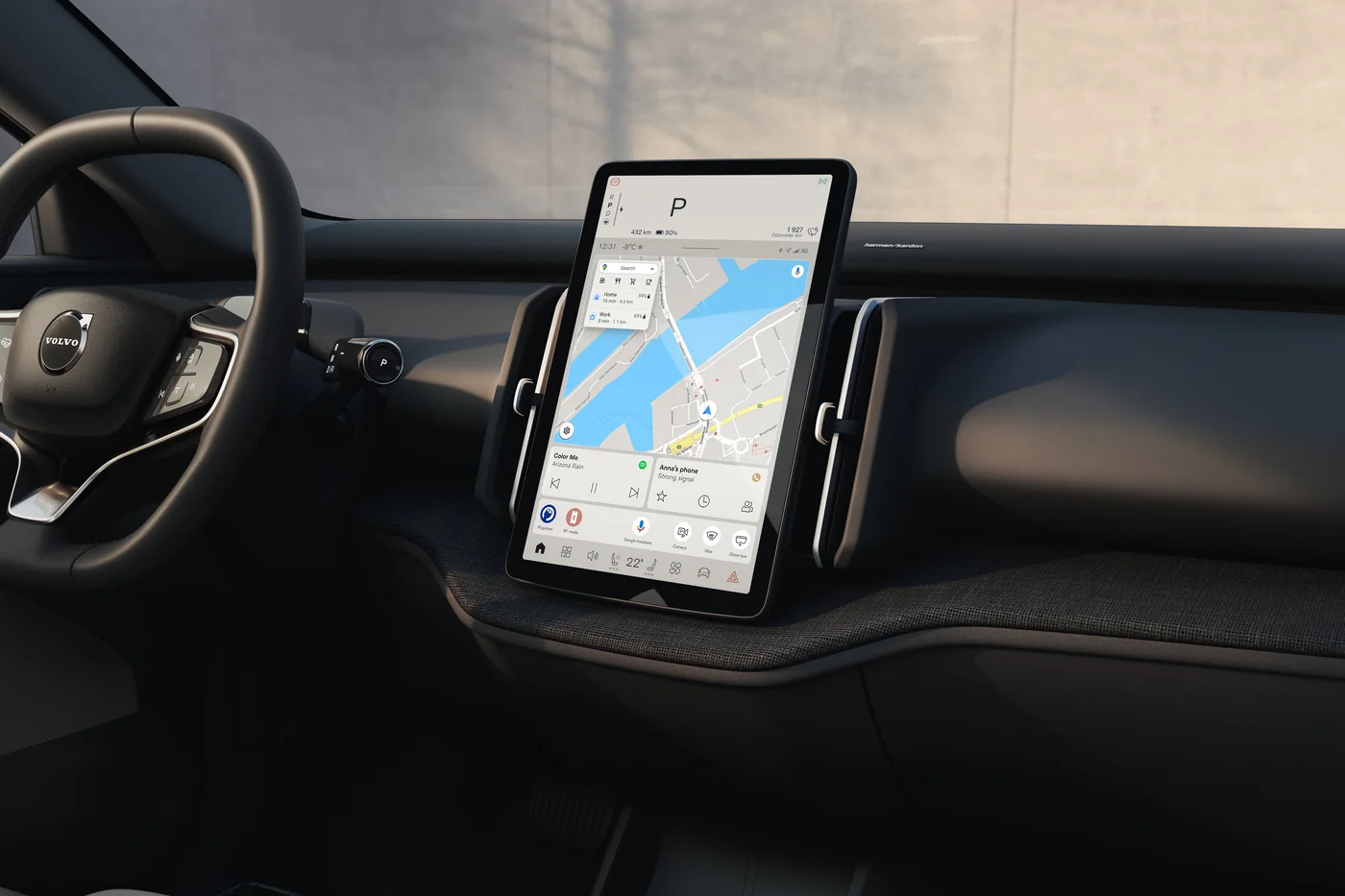 Centraal touchscreen Volvo EX30 zonder instrumentarium achter het stuur